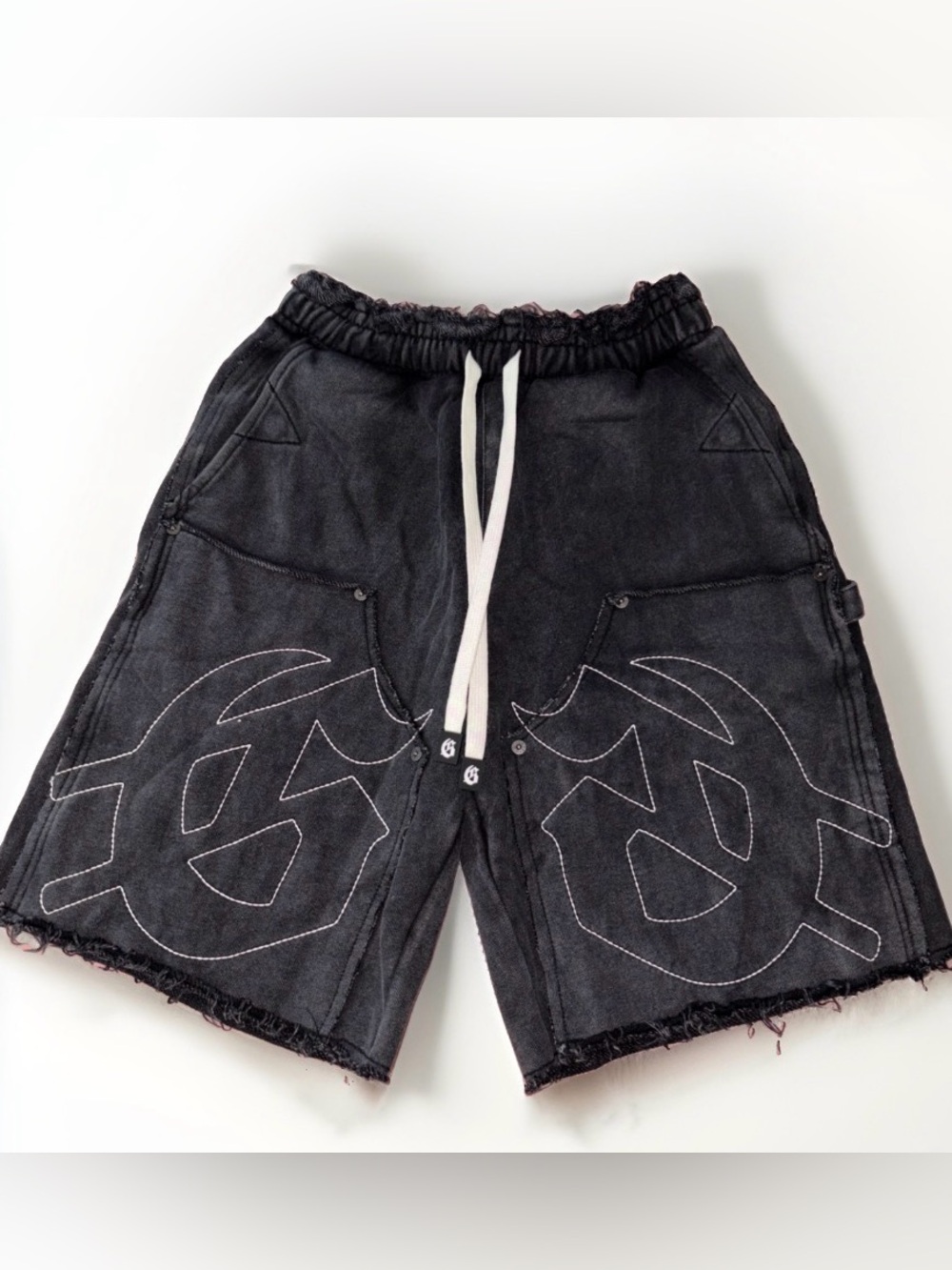 NWT Godspeed Logo Distressed Black Cotton Shorts